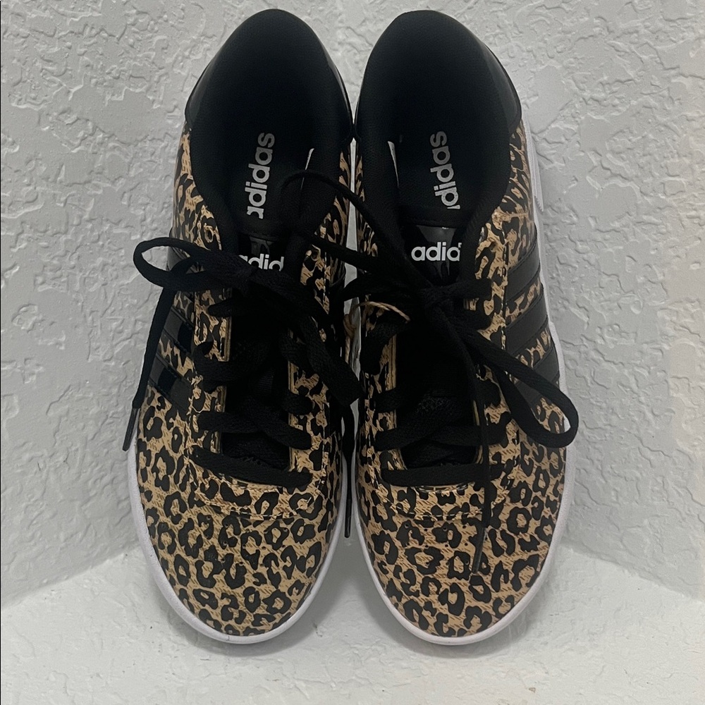 Adidas Women's Black and Tan Leopard Sneakers